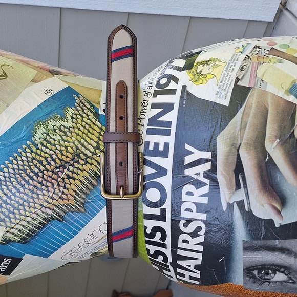 Tommy Hilfiger Other - Vtg Tommy Hilfiger leather canvas ribbon stripe belt 38